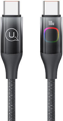 Usams Us-sj640 LED USB 2.0 Cable USB-C male - USB-C 100W Μαύρο 1.2m (SJ640USB01)