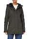Women's Short Parka Jacket for Winter with Hood Green