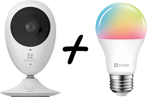 Ezviz CS-C2C / LB1 IP Камера за Видеонаблюдение Wi-Fi Full HD 1080p с Двунасочна Комуникация с LED Крушка LB1