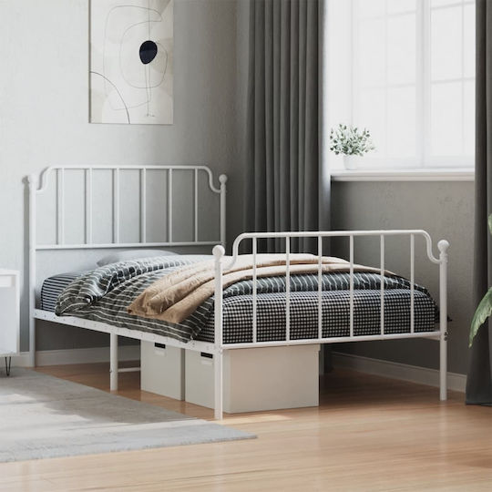 Halbgröße Metallbett Weiß mit Lattenrost für Matratze 107x203cm
