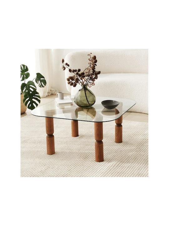 Kei Square Glass Side Table Brown L80xW40cm