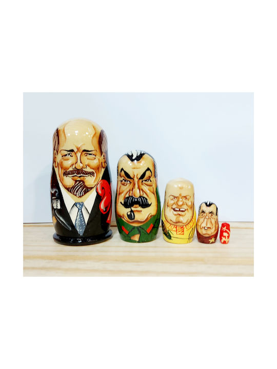 Wooden Decorative Miniature Μπαμπούσκα Lenin 11cm 5pcs