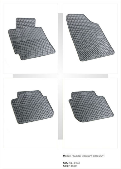 Refref Set of Front and Rear Mats 4pcs Tray Type for Hyundai Elantra 2011+ Black
