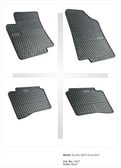 Refref Set of Front and Rear Mats 4pcs Tray Type for Kia Rio Hyundai Accent Black