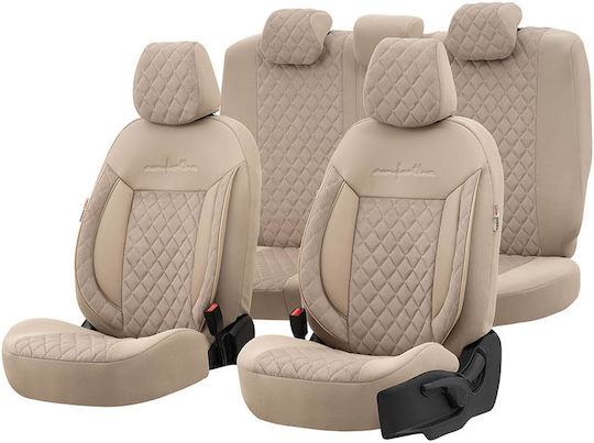 Deluxeboss Front Car Covers 11pcs Leatherette Beige