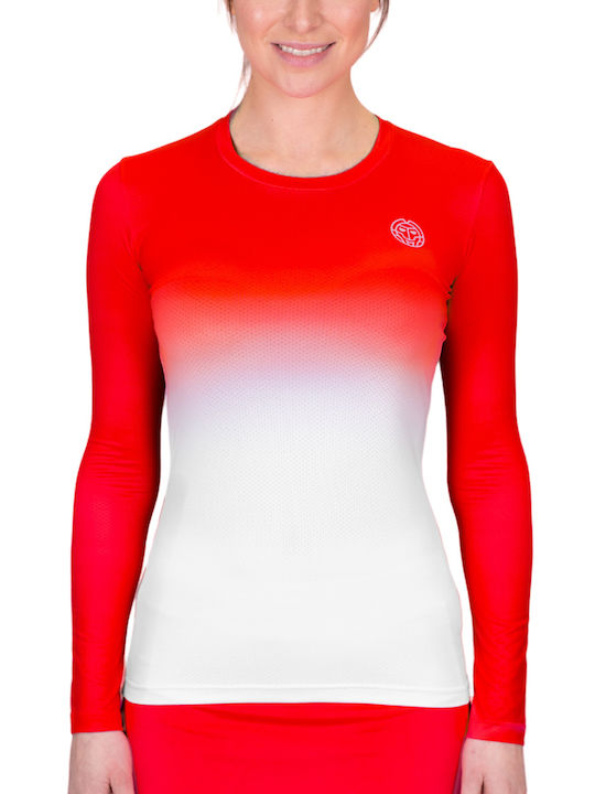 Bidi Badu Damen Sportliches Bluse Langärmelig Red