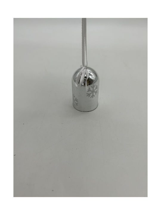 Hanging Bell Ornament Plastic Silver 6.5cm