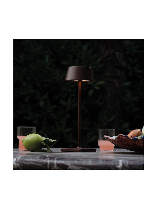 Ideal Lux Metal Table Lamp LED with Brown Shade and Base