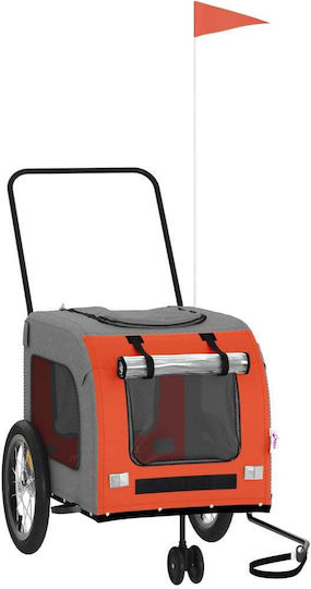 vidaXL Remorcă bicicletă pentru transport câine până la 45kg Portocaliu M121xL65xA63cm.