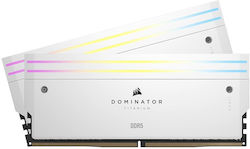 Corsair Dominator Titanium RGB XMP White 96GB DDR5 RAM cu 2 module (2x48GB) și Viteză 6600 pentru Desktop