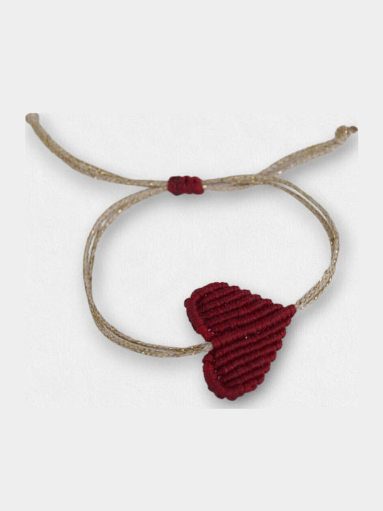 Artifact Women's Bracelet Macrame with design Heart Red made of Cord