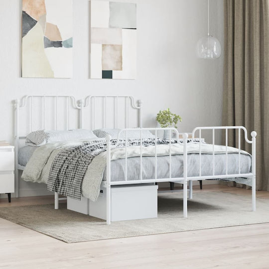 Doppelbett Weiß mit Lattenrost für Matratze 150x200cm