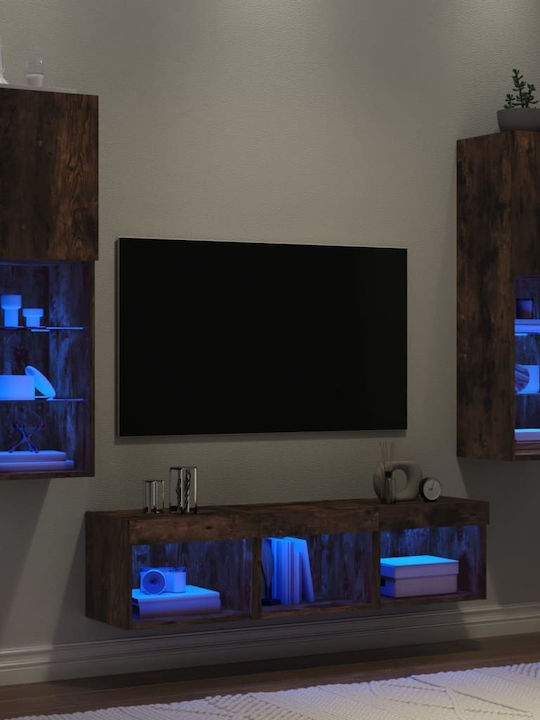 Wohnzimmer TV-Einheit Smoky Oak mit Beleuchtung...
