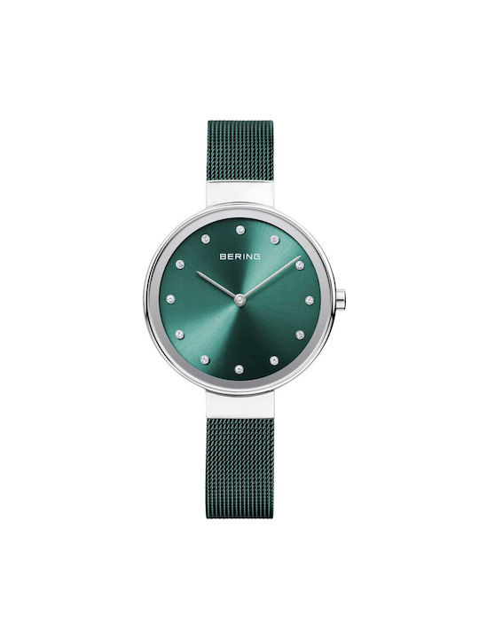 Bering Time Watch with Green Metal Bracelet