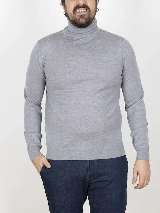 Arnaldo Adiansi Men's Long Sleeve Blouse Turtleneck Gray