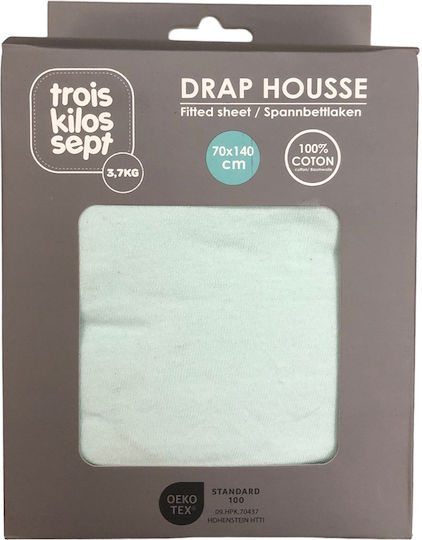 Trois Kilos Sept Baby Sheet Crib Flannel Fitted Green 70x140cm