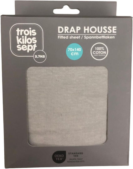 Trois Kilos Sept Baby Bettlaken Grau 70x140cm