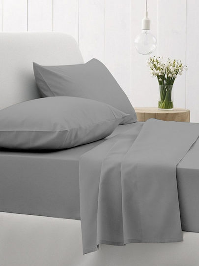 Sunshine Sheet Sets Double with Elastic 150x205+30cm. Cotton Feelings 151 Dark Grey 4pcs