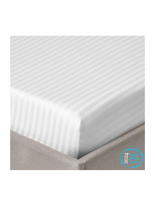 Isadore Lorraine Sheet for Single Bed with Elastic 100x200+30cm. Riga White