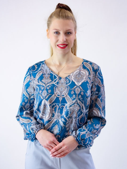 Brak Women's Blouse Long Sleeve Blue