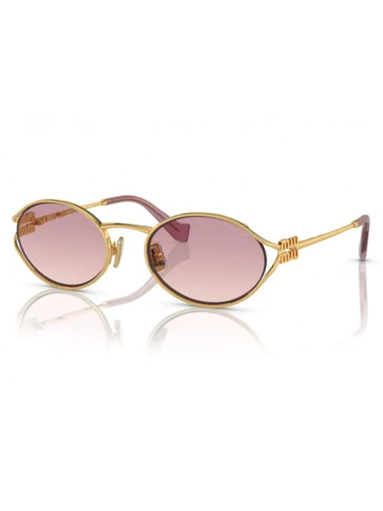 Miu Miu Women's Sunglasses with Gold Metal Frame and Pink Gradient Lens SMU 52YS 5AK06S