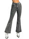 Chica High Waist Women's Jean Trousers Flared Grey