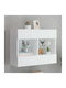 Wall Living Room Display Cabinet made of Particleboard with Glass & Lighting White 78.5x30x60.5cm