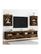 Wall Living Room Display Cabinet made of Particleboard with Glass & Lighting Smoky Oak 40x30x60.5cm
