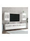 Wall Living Room Display Cabinet made of Particleboard with Glass & Lighting White 40x30x60.5cm
