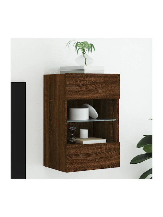 Wand Wohnzimmer Vitrine aus Spanplatte mit Glas & Beleuchtung Coffee 40x30x60.5cm