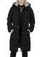 Woman Goldmine Long Μακρύ Γυναικείο Puffer Μπουφάν για Χειμώνα Black