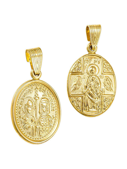 Papoulidis Jewellery Висулка Детски Талисман Двустранен с Дева Мария от Злато 9K FY244