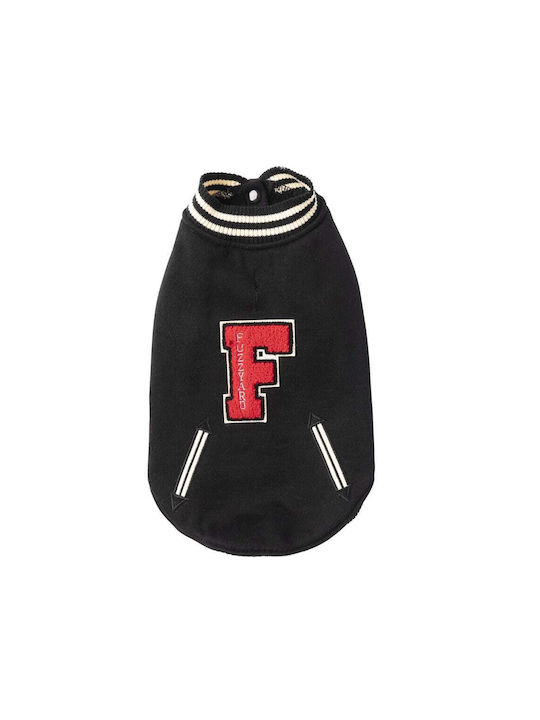Fuzzyard Letterman Black Dog Coat Small with 26cm Back Length