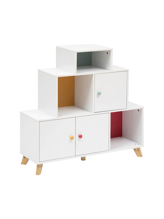 Kids Wooden Bookcase A-s White 88x30x94cm