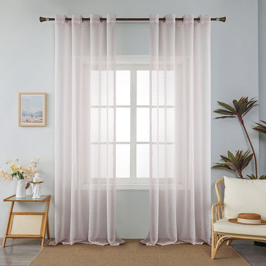 Whitegg Κουρτίνα με Τρέσα K0142-1 Ροζ 270x300εκ.