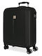 Roll Road Cabin Travel Suitcase Hard Black with 4 Wheels Height 55cm