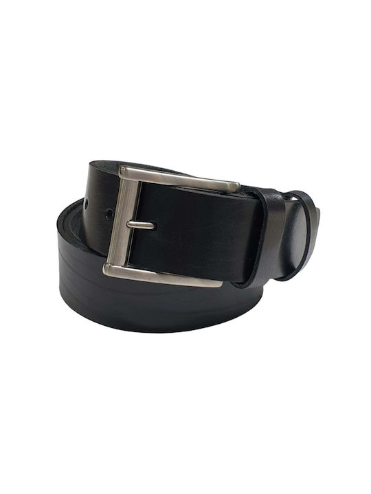 Kouros Men's Leather Wide Belt Black
