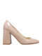Synthetic Leather Beige Heels