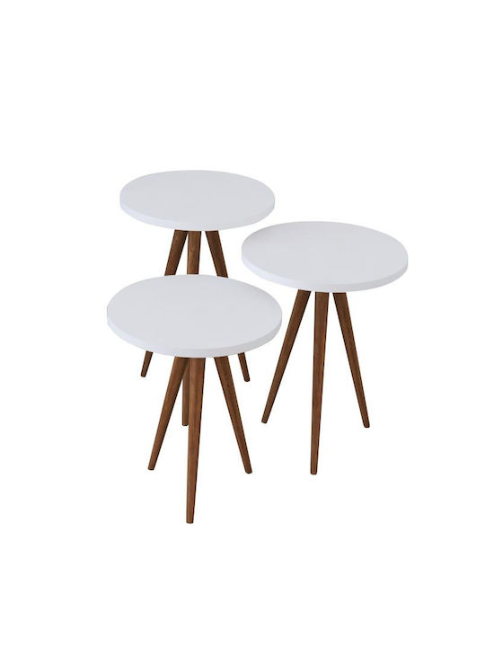 Bisi Round Solid Wood Side Table White L33.5xW33.5xH52cm