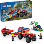 Lego City 4x4 Fire Truck With Rescue Boat για 5+ ετών