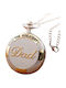 Pocket Watch “Greatest Dad” Silver Shade Gold Details Chain Molfs