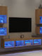 Living Room TV Unit with Lighting Coffee L160xW30xH120cm
