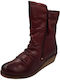 Leder Stiefeletten Damen Burgundisch