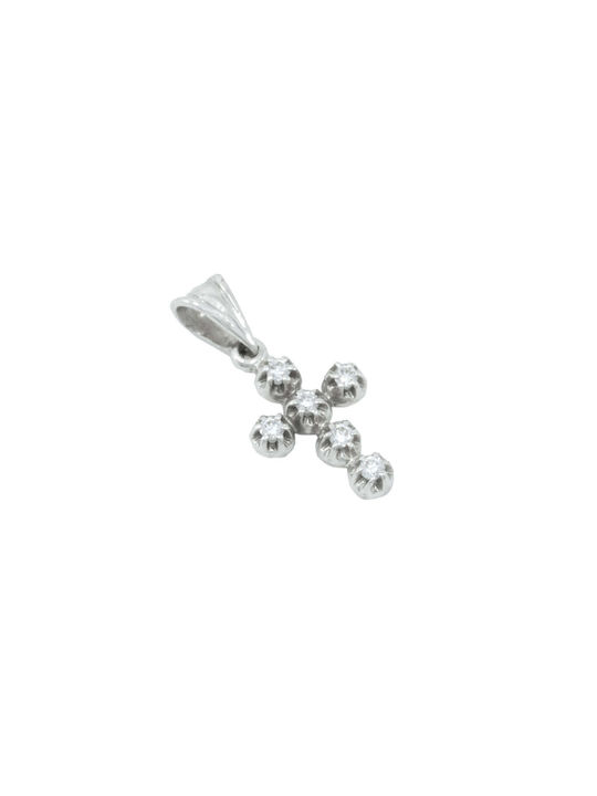 Women's White Gold Cross 18K