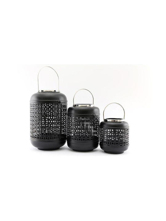 Tabletop Metallic Lantern Black 18x28cm