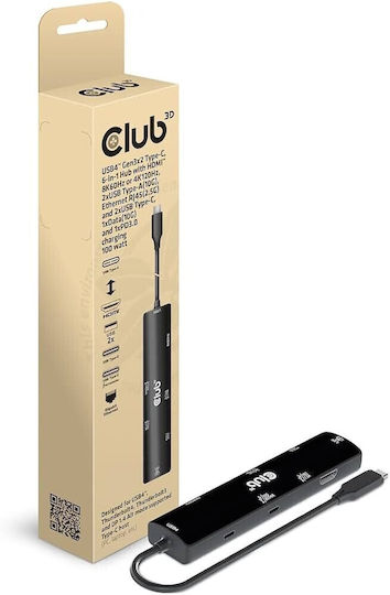 Club3D USB-C Stație de andocare cu HDMI 4K PD Ethernet și conexiune 2 monitoare Negru (CSV-1584)
