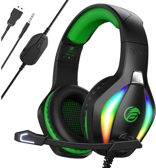Fachixy FC100 Надушници Геймърски слушалки с връзка 3,5 мм / USB Зелен