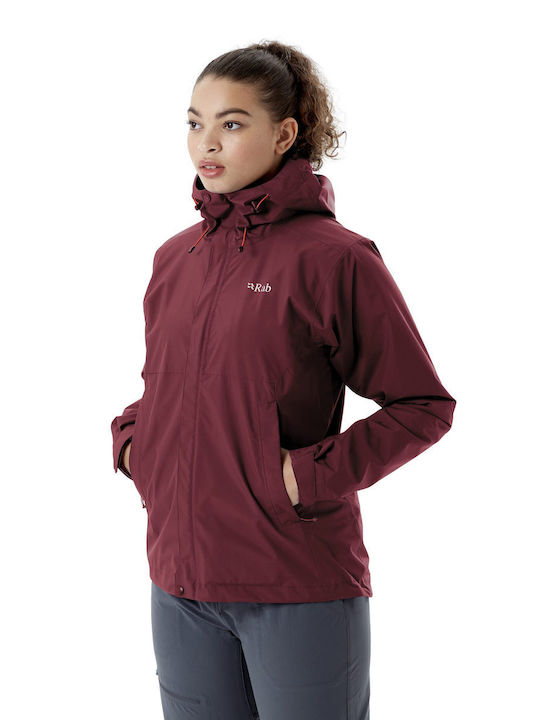 Rab Downpour Eco Women's Short Puffer Jacket Waterproof for Winter Deep Heather