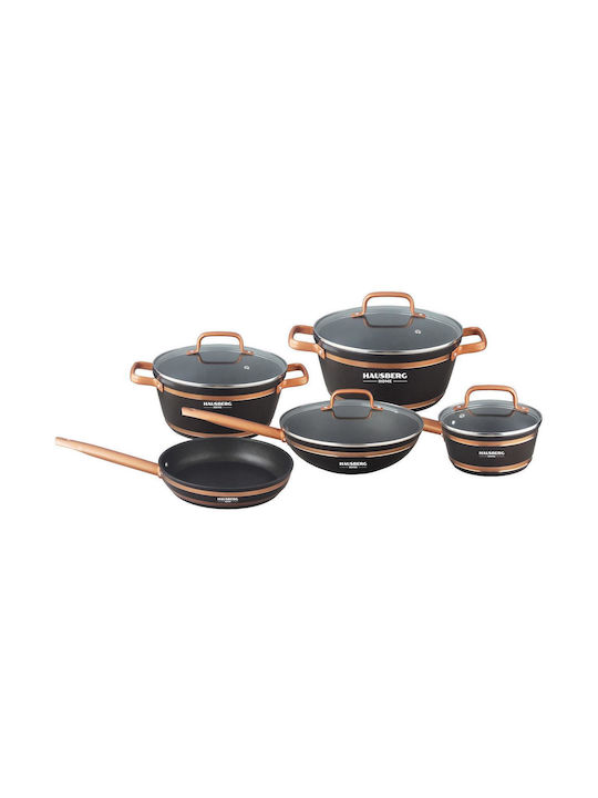 Hausberg Pots Set of Cast Aluminum with Non-stick Coating 9pcs