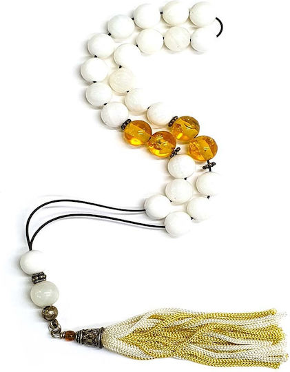 Roloi Komboloi Glass Worry Beads White 32cm